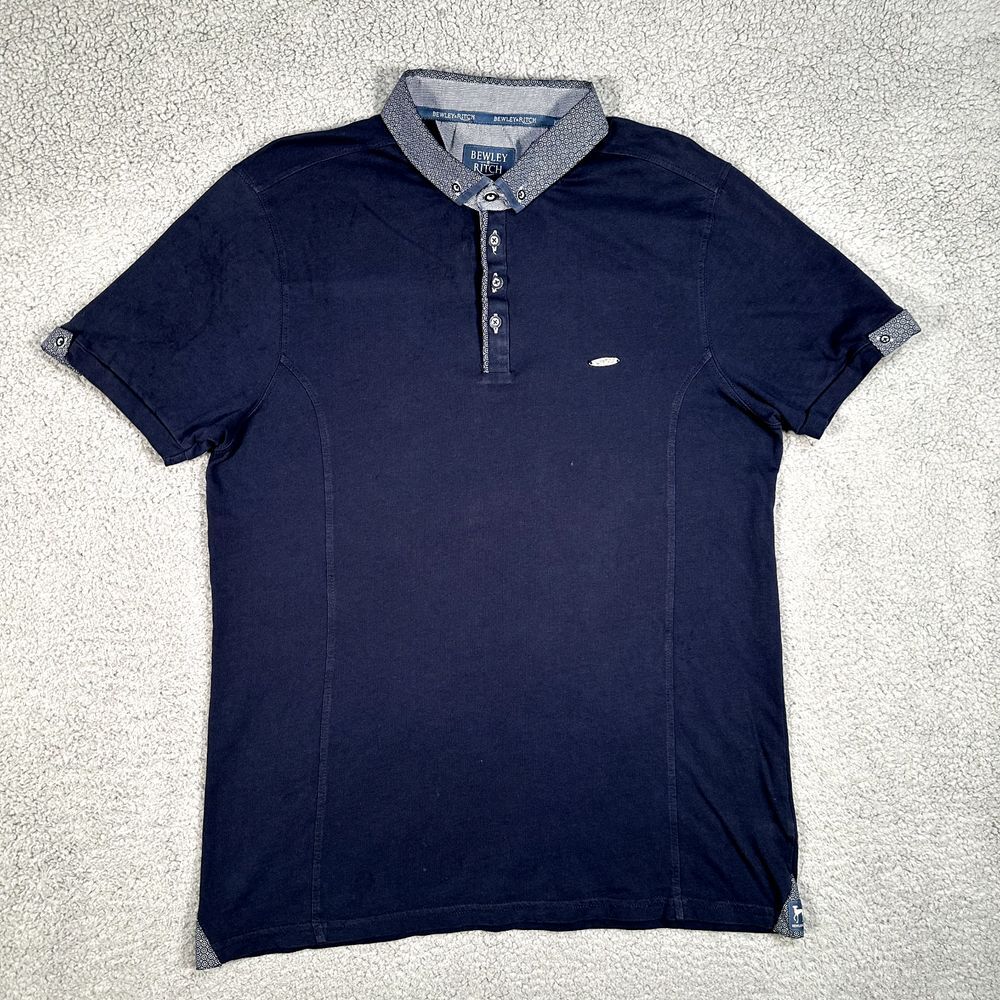 Bewley Ritch Shirt Mens XL Blue Casual Stretch 4 Button‎ Short Sleeve Polo